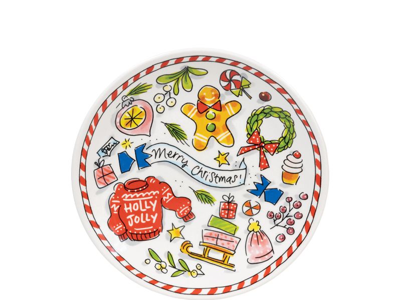 Taartbord ø18cm Kerst Holly Jolly