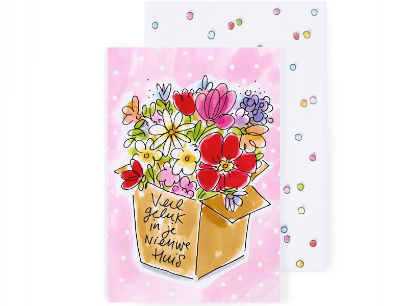 Wenskaart Verhuisd - Geluksbloemen